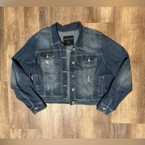 Maurice’s sz 2 distressed‎ denim jacket, with stretch 2XL